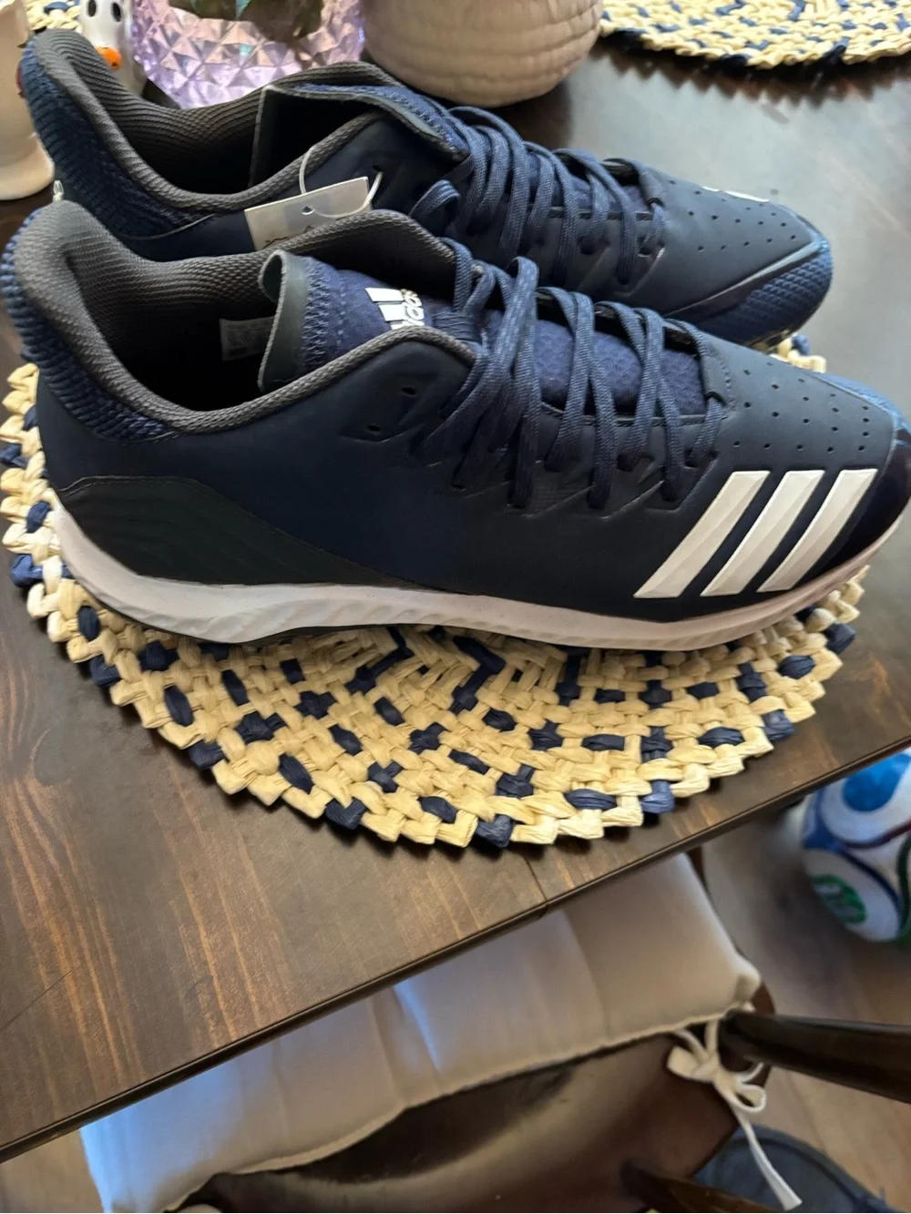 adidas Navy and White Sports Spike Baseball Cleats. NWT